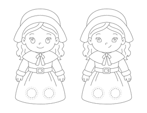 Girl Pilgrim Two Finger Puppet Craft Template Printable