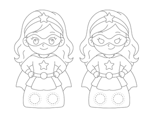 Girl Superhero Two Finger Puppet Craft Template Printable