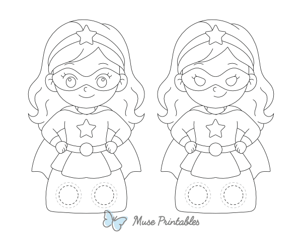 Girl Superhero Two Finger Puppet Craft Template