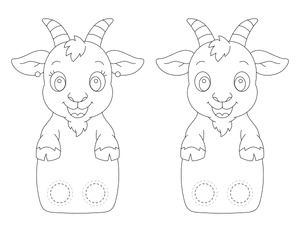 Goat Two Finger Puppet Craft Template