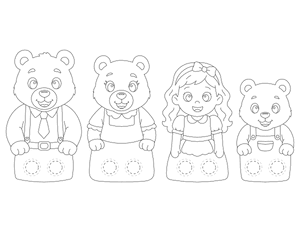 Goldilocks and the Three Bears Two Finger Puppet Craft Template