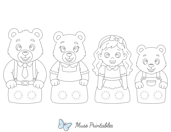 Goldilocks and the Three Bears Two Finger Puppet Craft Template