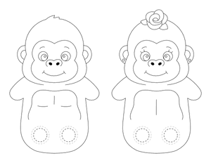 Gorilla Two Finger Puppet Craft Template Printable