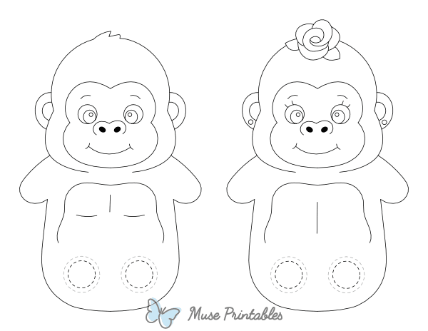 Gorilla Two Finger Puppet Craft Template Printable
