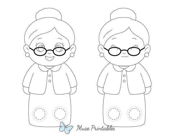 Grandma Two Finger Puppet Craft Template Printable
