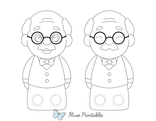 Grandpa Two Finger Puppet Craft Template Printable