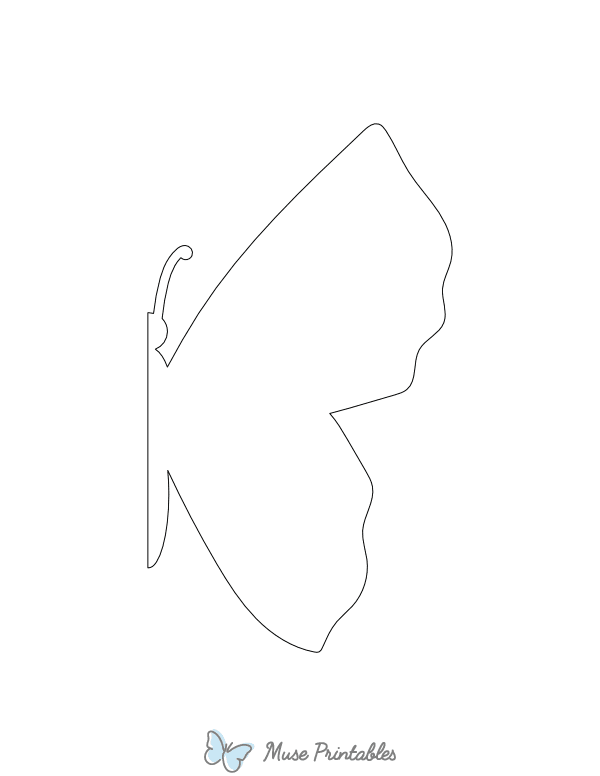 Half Butterfly Shape Outline Craft Template Printable