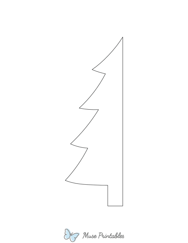 Half Christmas Tree Shape Outline Craft Template