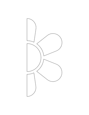 Half Flower Shape Outline Craft Template Printable
