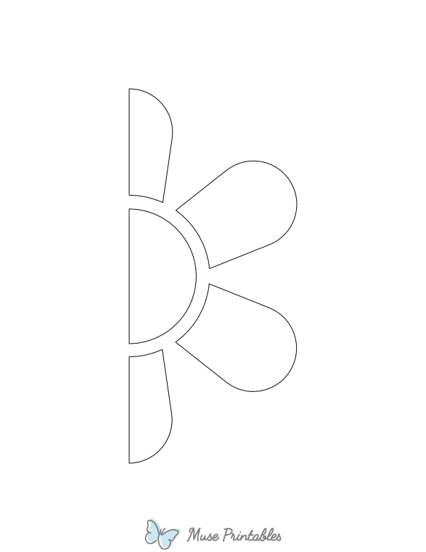 Half Flower Shape Outline Craft Template Printable