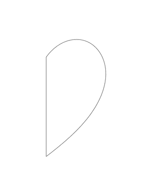 Half Heart Shape Outline Craft Template Printable