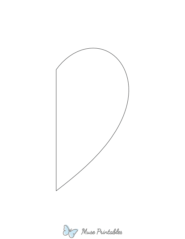 Half Heart Shape Outline Craft Template Printable