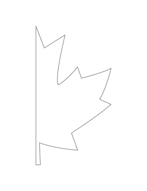 Half Maple Leaf Shape Outline Craft Template Printable