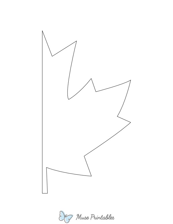Half Maple Leaf Shape Outline Craft Template Printable