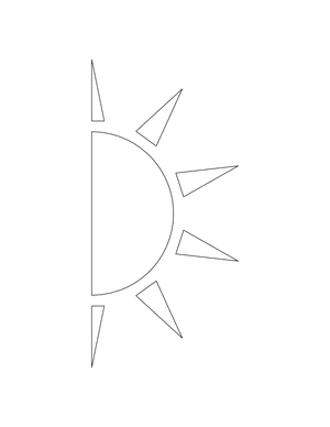 Half Sun Shape Outline Craft Template Printable