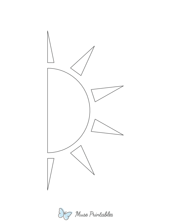 Half Sun Shape Outline Craft Template Printable