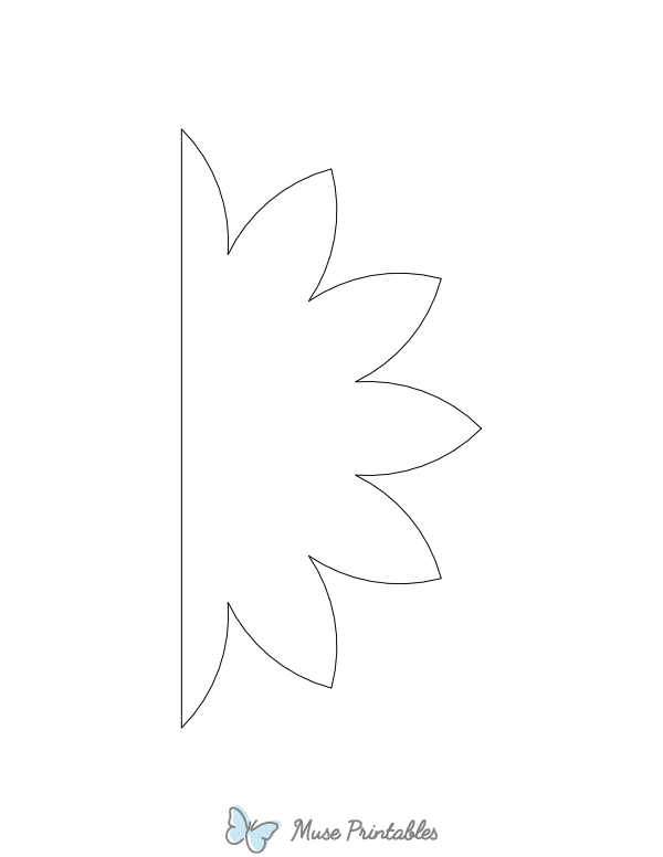 Half Sunflower Shape Outline Craft Template Printable
