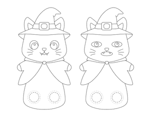 Halloween Cat Two Finger Puppet Craft Template Printable