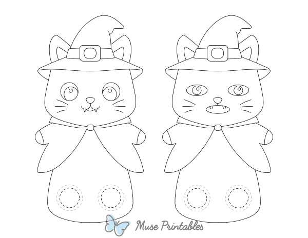 Halloween Cat Two Finger Puppet Craft Template Printable