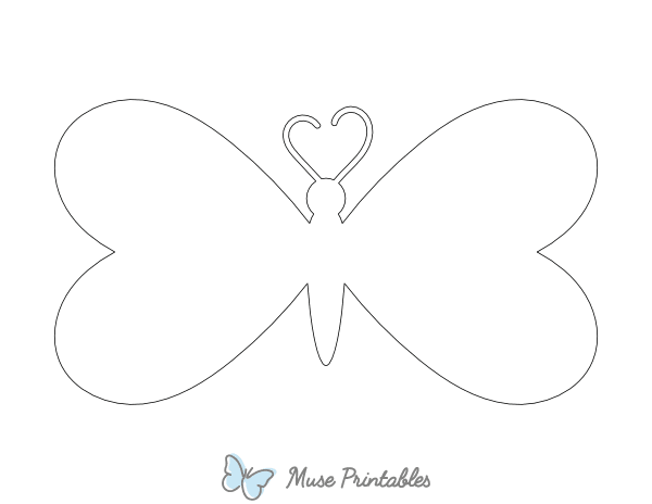Heart Butterfly Shape Outline Craft Template Printable