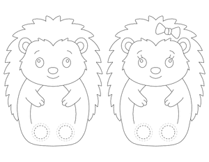Hedgehog Two Finger Puppet Craft Template Printable