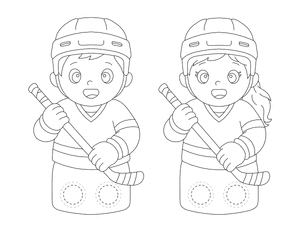 Hockey Player Two Finger Puppet Craft Template Printable