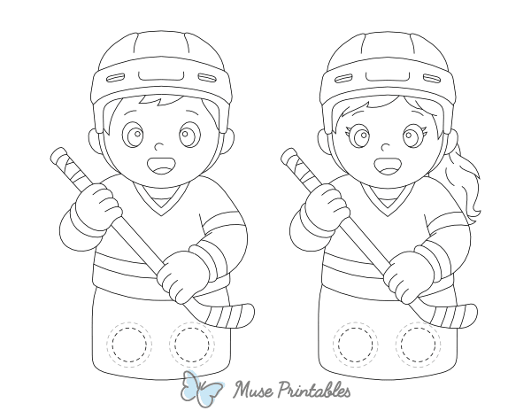 Hockey Player Two Finger Puppet Craft Template Printable