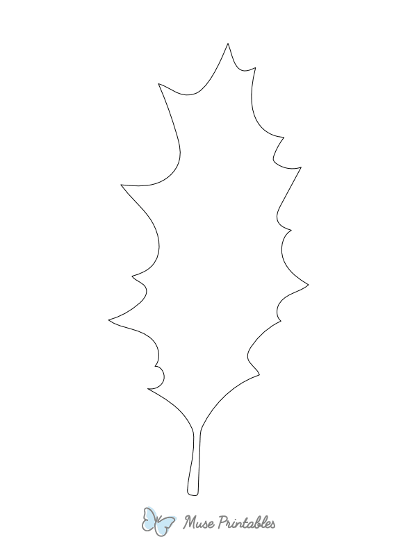 Holly Leaf Shape Outline Craft Template