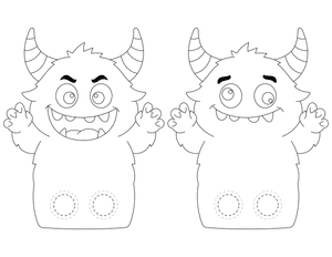 Horned Monster Two Finger Puppet Craft Template Printable