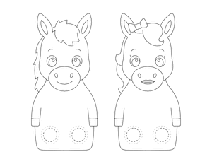 Horse Two Finger Puppet Craft Template Printable