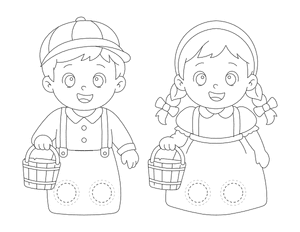 Jack and Jill Two Finger Puppet Craft Template