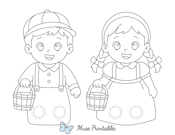 Jack and Jill Two Finger Puppet Craft Template