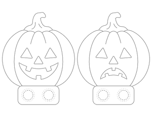 Jack-o'-lantern Two Finger Puppet Craft Template Printable