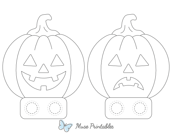 Jack-o'-lantern Two Finger Puppet Craft Template Printable