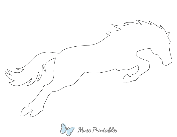Jumping Horse Shape Outline Craft Template