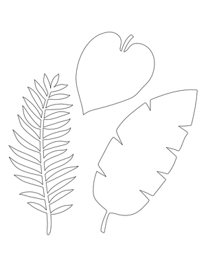 Jungle Leaves Shape Outline Craft Template Printable