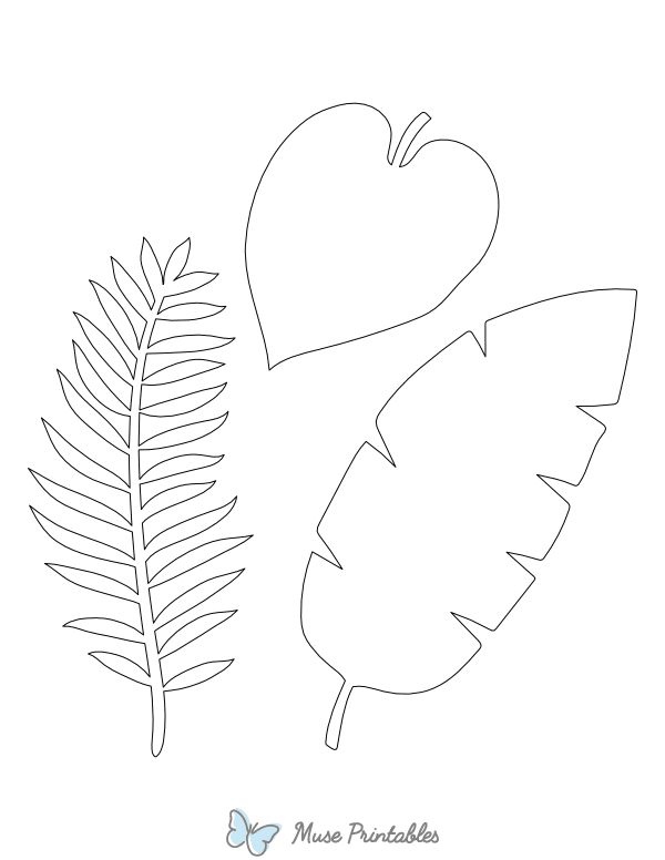 Jungle Leaves Shape Outline Craft Template