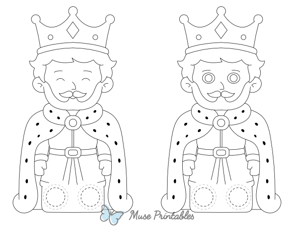 King Two Finger Puppet Craft Template