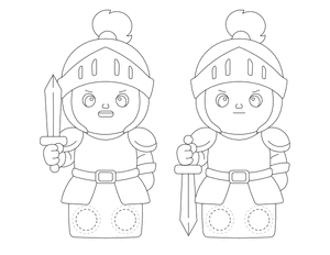 Knight Two Finger Puppet Craft Template