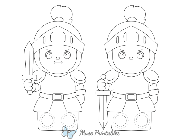 Knight Two Finger Puppet Craft Template