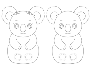 Koala Two Finger Puppet Craft Template