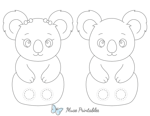 Koala Two Finger Puppet Craft Template