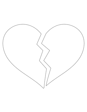 Large Broken Heart Shape Outline Craft Template Printable