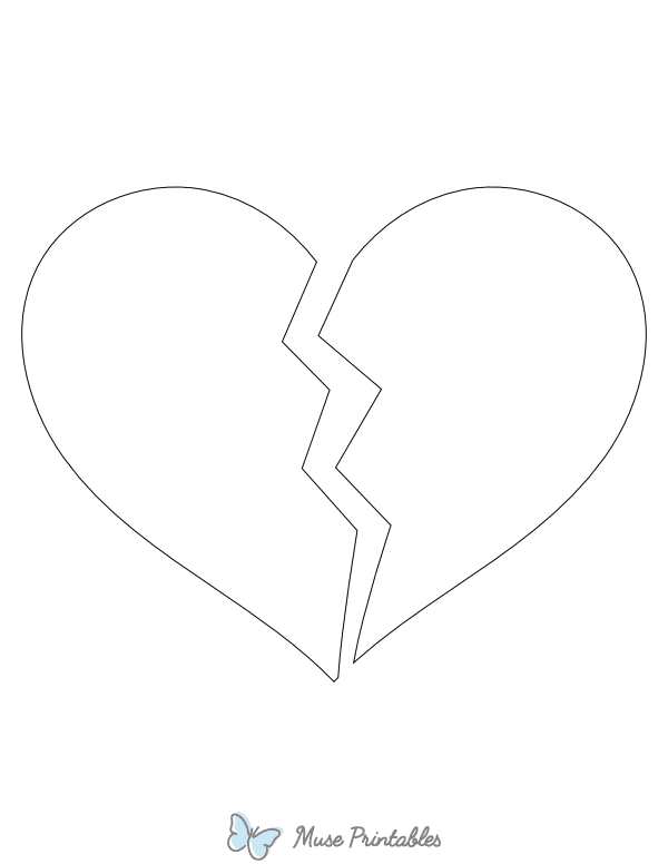 Large Broken Heart Shape Outline Craft Template