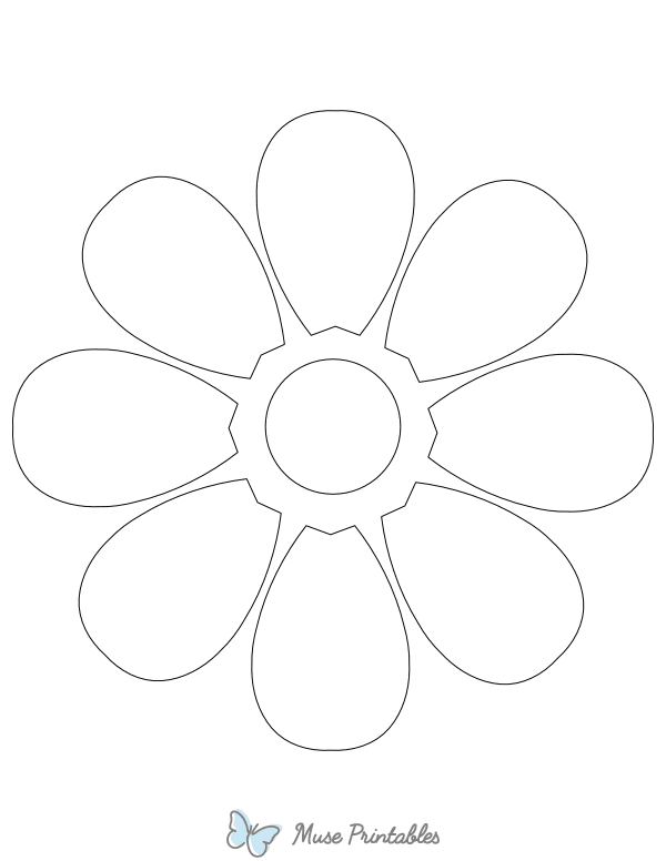 Large Flower Shape Outline Craft Template Printable