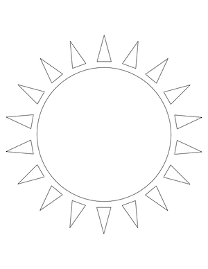 Large Sun Shape Outline Craft Template Printable