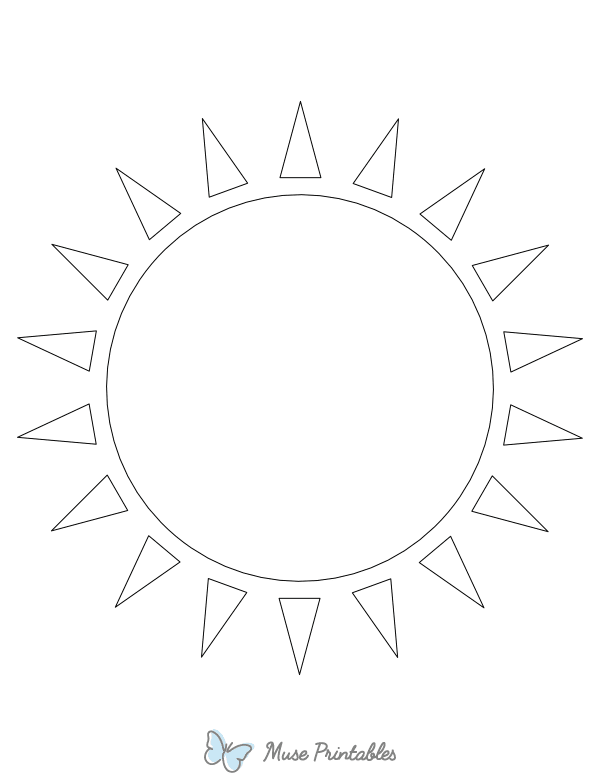 Large Sun Shape Outline Craft Template Printable