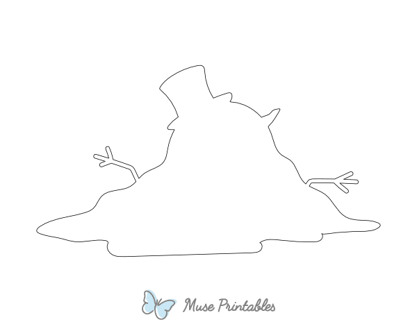 Melted Snowman Shape Outline Craft Template Printable