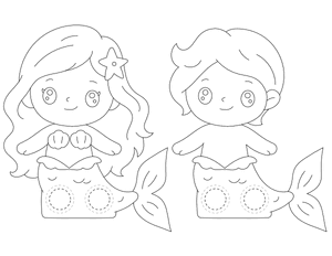 Mermaid Two Finger Puppet Craft Template Printable
