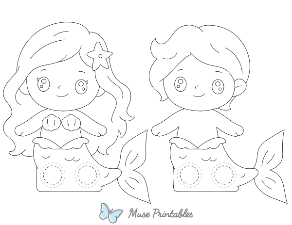 Mermaid Two Finger Puppet Craft Template Printable